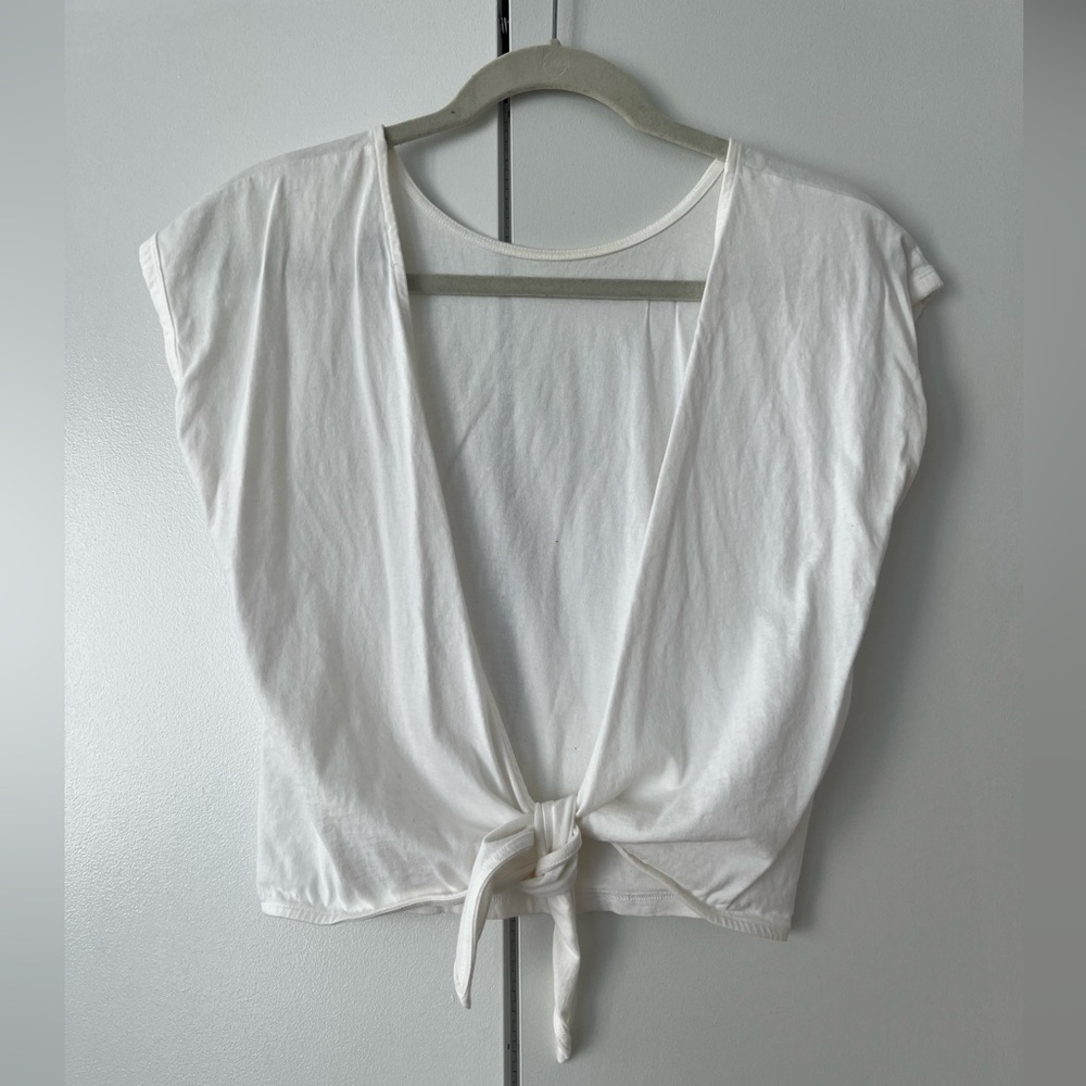 White T-Shirt Open back with Tie